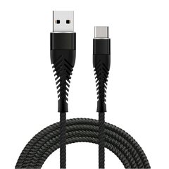 Кабель Fusion Fishbone USB-A - USB-C, 30 Вт / 3А / 1,5 м, черный цена и информация | Кабели для телефонов | 220.lv