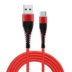 Кабель Fusion Fishbone USB-A - USB-C, 30 Вт / 3А / 1,5 м красный цена и информация | Кабели для телефонов | 220.lv