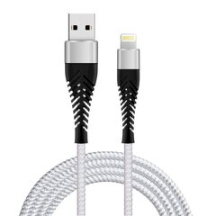 Кабель Fusion Fishbone USB-A - Lightning 30 Вт / 3А / 1,5 м белый цена и информация | Кабели для телефонов | 220.lv