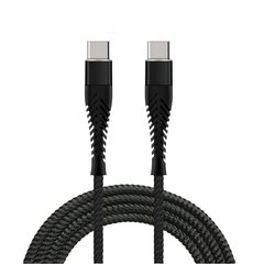 Кабель Fusion Fishbone USB-C - USB-C, 65 Вт / 3А / 1,5 м, черный цена и информация | Кабели для телефонов | 220.lv