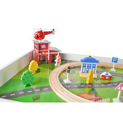 Набор, деревянная железная дорога со столом, 52 предметы цена и информация | Игрушки для мальчиков | 220.lv