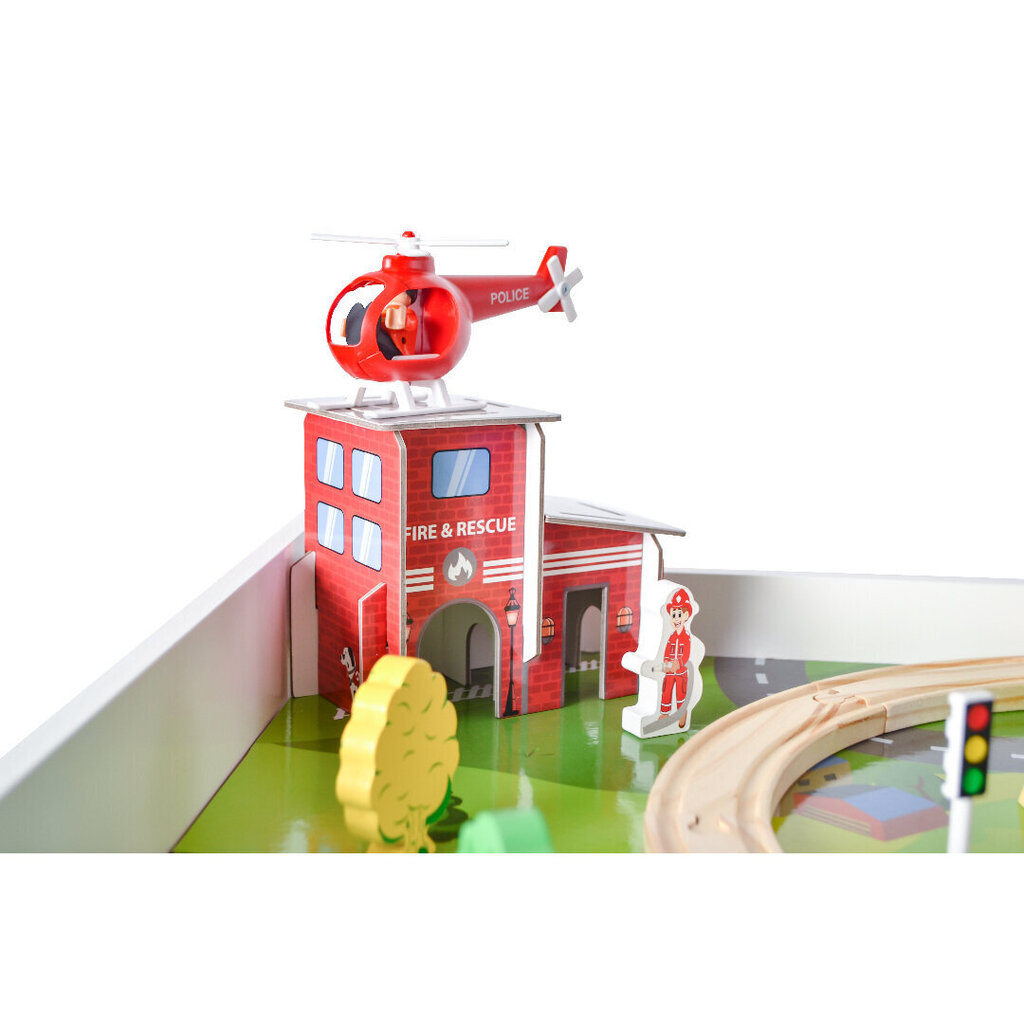 Koka vilciena trase ar galdu Phoohi, 52 det. цена и информация | Rotaļlietas zēniem | 220.lv