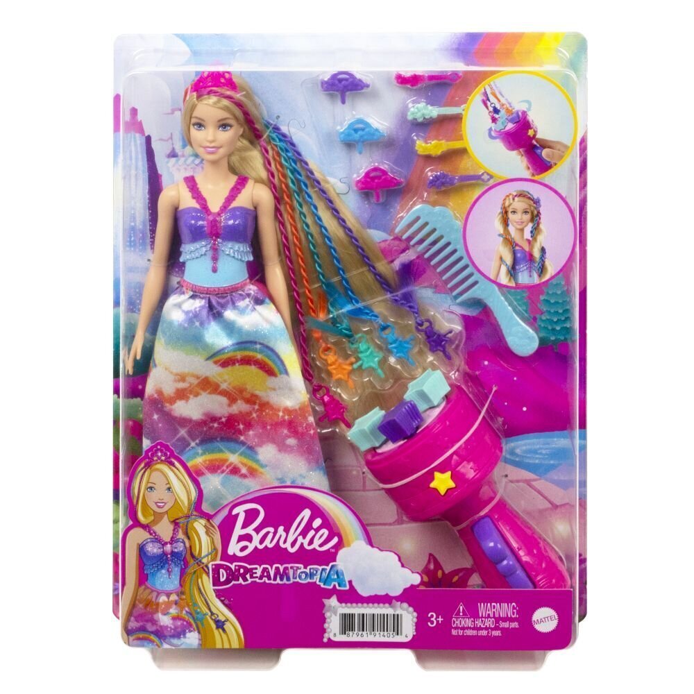 Lelle Bārbija Dreamtopia Princese ar matu lokšķērēm цена и информация | Rotaļlietas meitenēm | 220.lv