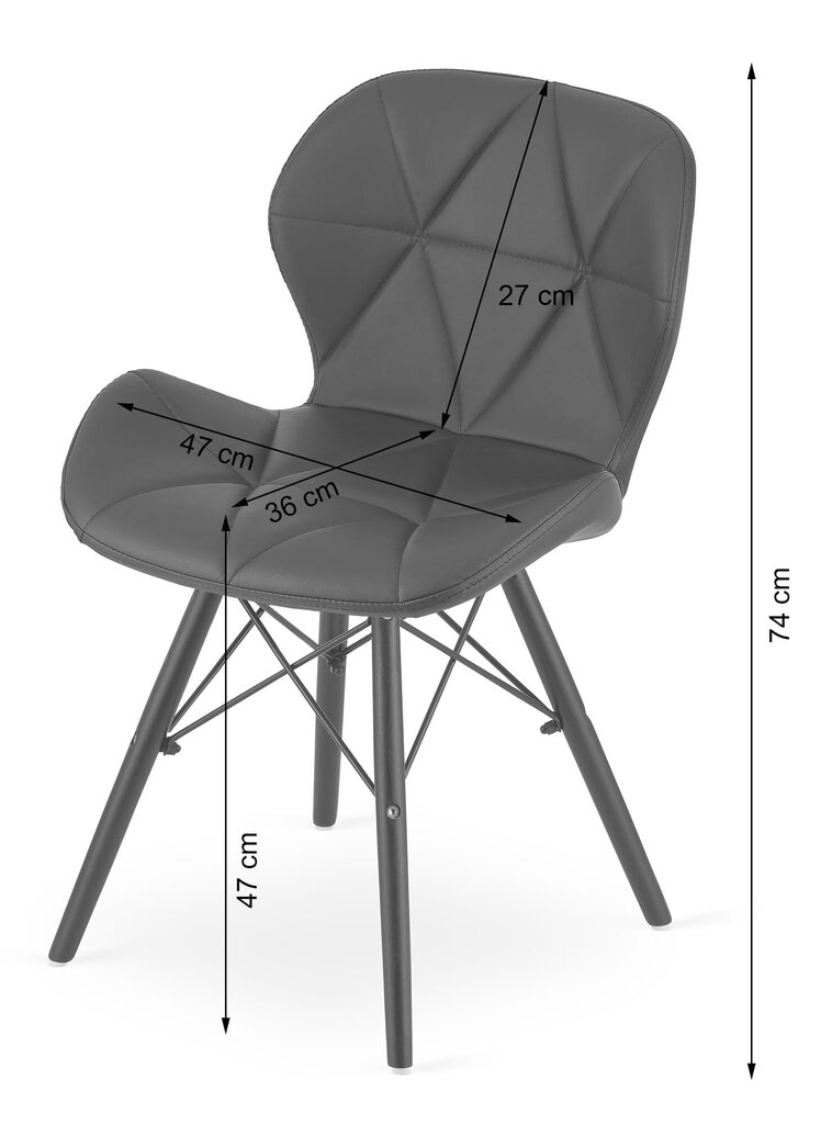 4-u krēslu komplekts Lago, pelēks/melns cena un informācija | Virtuves un ēdamistabas krēsli | 220.lv
