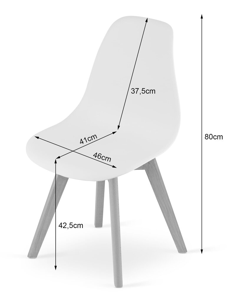 4-u krēslu komplekts Kito, balts cena un informācija | Virtuves un ēdamistabas krēsli | 220.lv