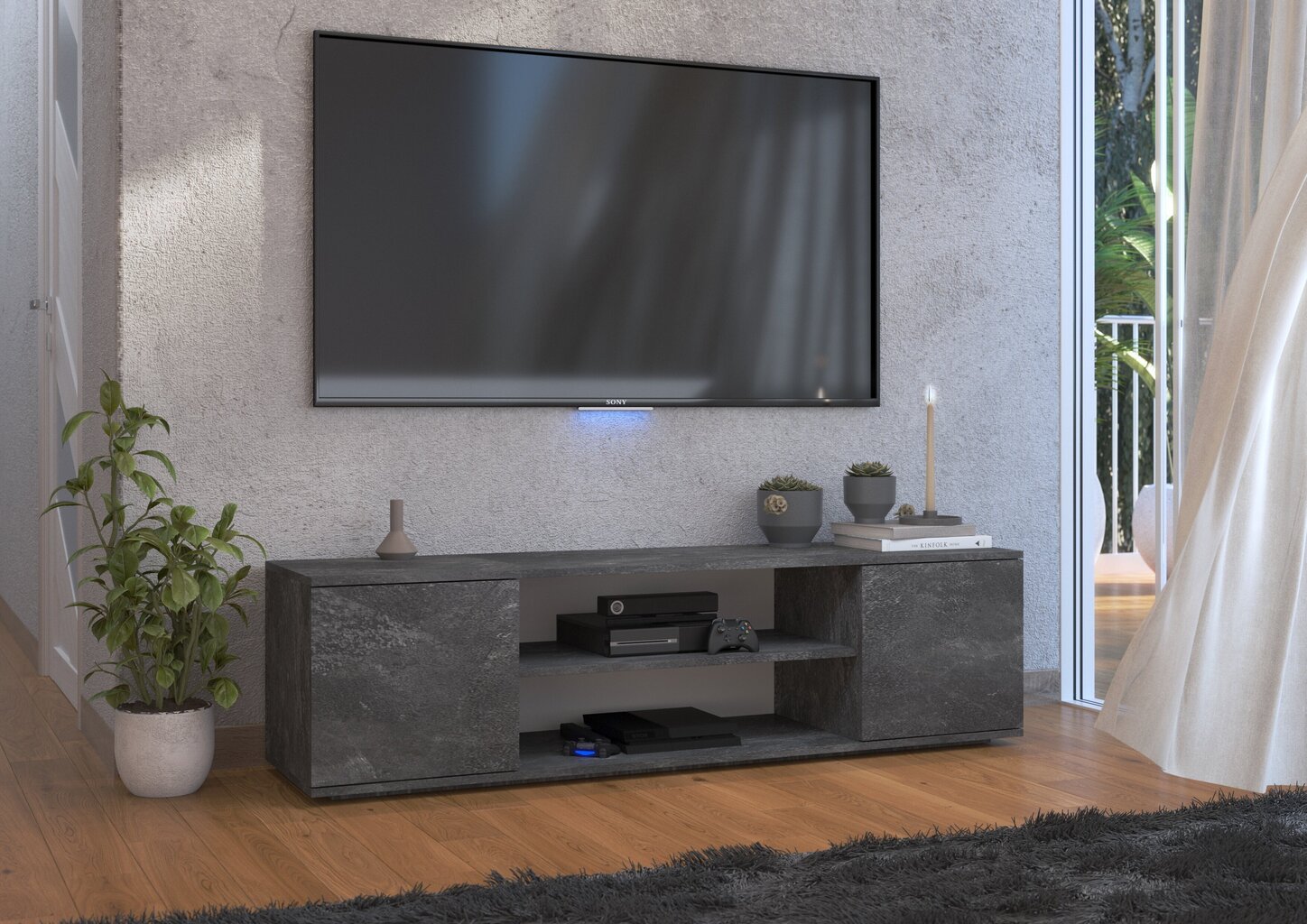 TV galdiņš ADRK Furniture Petra, melns цена и информация | TV galdiņi | 220.lv