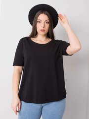 Sieviešu melns plus izmēra kokvilnas t-krekls. Black XL cena un informācija | Blūzes, sieviešu krekli | 220.lv