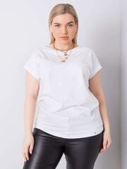 Balts plus izmēra kokvilnas t-krekls. White XL цена и информация | Женские блузки, рубашки | 220.lv
