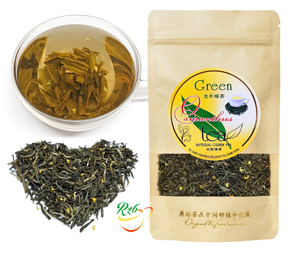 Ķīnas zaļā tēja ar tipšiem un Osmanthus ziediem - Osmanthus Green tea with tips, 50 g цена и информация | Tēja | 220.lv