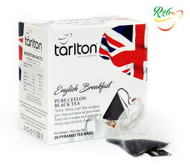 Ceilonas veselo lapu melnā tēja - TARLTON Whole Leaf Black tea ENGLISH BREAKFAST, Pyramid, 2 g x 20 gab. цена и информация | Чай | 220.lv