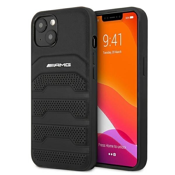 AMG AMHCP13MGSEBK Back Case Aizmugurējais Ādas Vāciņš Telefonam Apple iPhone 13 Melns cena un informācija | Telefonu vāciņi, maciņi | 220.lv