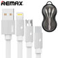 Remax Kerolla RC-094th Flat USB-micro USB / Lightning / USB-C kabelis ar auduma pinumu 2.4A 1M. (Balts) cena un informācija | Savienotājkabeļi | 220.lv
