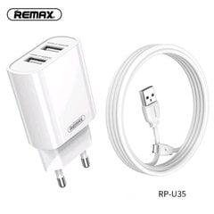 Комплект зарядного устройства и кабеля Remax Jane Series 2.1A Dual USB Charger Set RP-U35 Lighting (Iphone) цена и информация | Зарядные устройства для телефонов | 220.lv