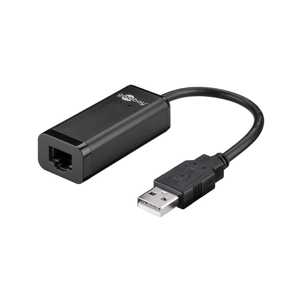 USB tīkla adapteris "GOOBAY 38527" USB 2.0 A tips - Ethernet RJ45, melns cena un informācija | Adapteri un USB centrmezgli | 220.lv