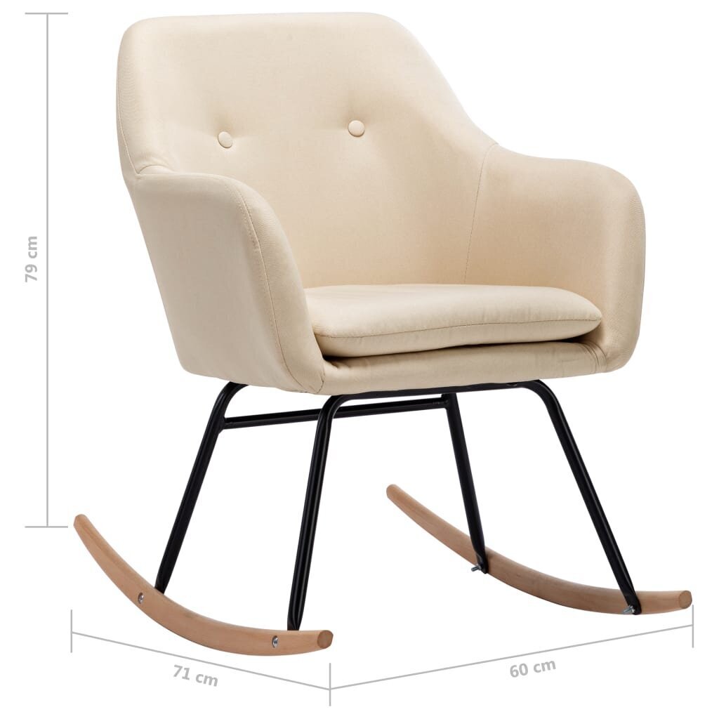 vidaXL šūpuļkrēsls, krēmkrāsas audums cena un informācija | Atpūtas krēsli | 220.lv