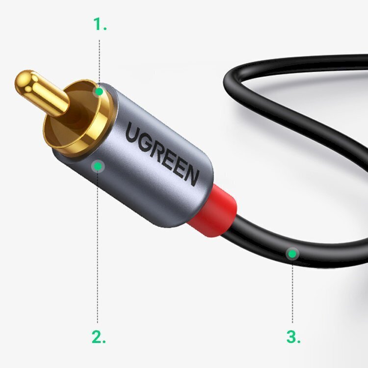 Ugreen USB Type C (male) - 2RCA (male) audio cable 1,5m gray (20193 CM451) cena un informācija | Savienotājkabeļi | 220.lv