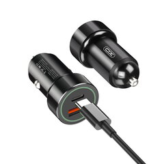 Автомобильная зарядка XO TZ11 с USB разъемоми Quick Charge 3.0 20W + PD с кабелем Type-C-Lightning черная цена и информация | Зарядные устройства для телефонов | 220.lv