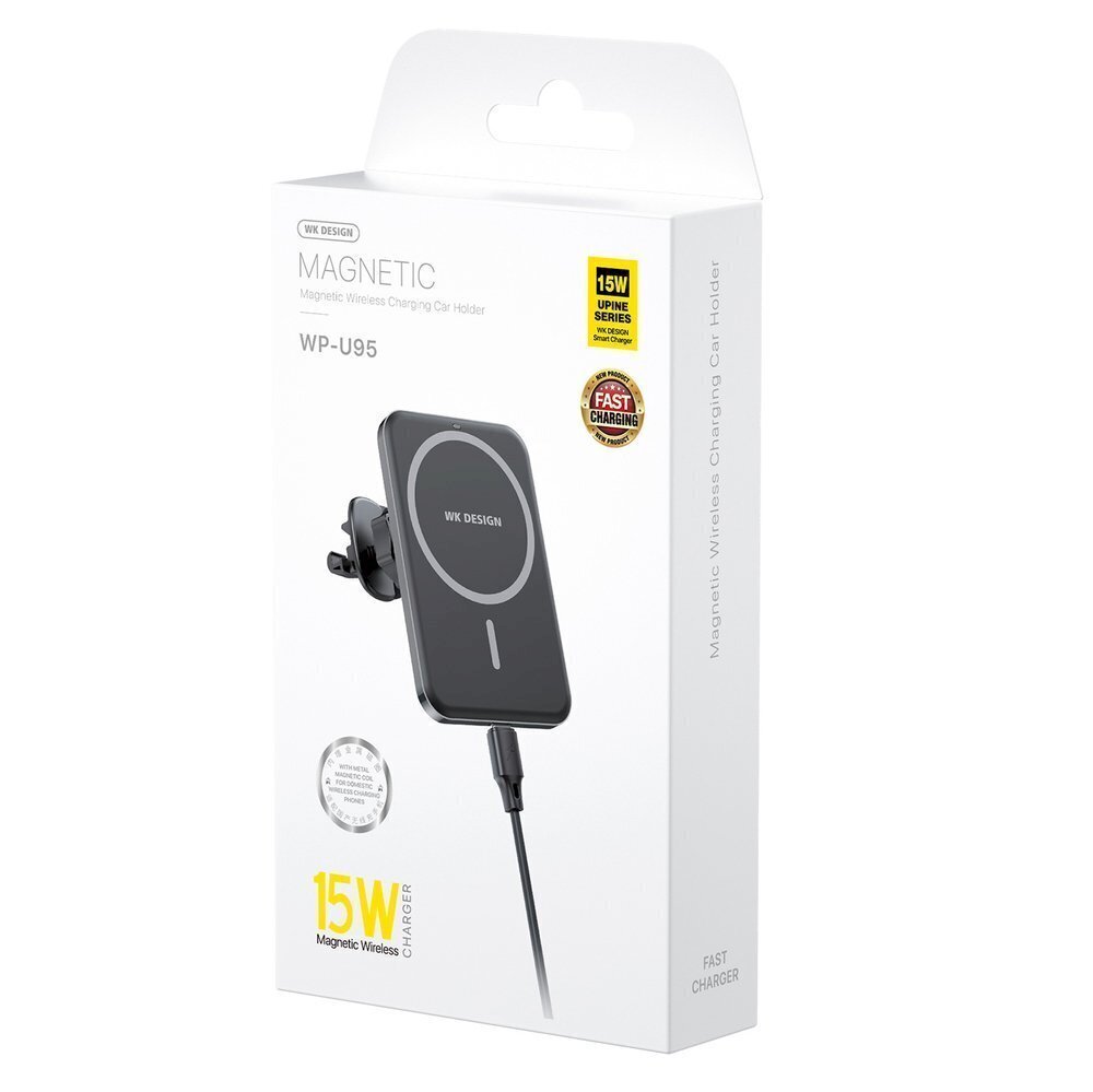 WP-U95 Upine Series Magnetic wireless charging car holder black cena un informācija | Lādētāji un adapteri | 220.lv