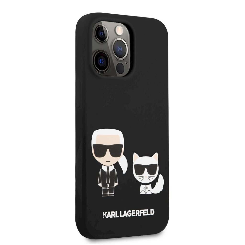 KLHCP13LSSKCK Karl Lagerfeld and Choupette Liquid Silicone Case for iPhone 13 Pro Black cena un informācija | Telefonu vāciņi, maciņi | 220.lv