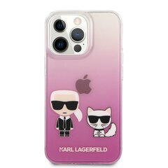 KLHCP13LCKTRP Karl Lagerfeld PC/TPU Ikonik Karl and Choupette Case for iPhone 13 Pro Pink cena un informācija | Telefonu vāciņi, maciņi | 220.lv