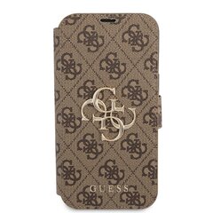 GUBKP13M4GMGBR Guess PU 4G Metal Logo Book Case for iPhone 13 Brown cena un informācija | Telefonu vāciņi, maciņi | 220.lv