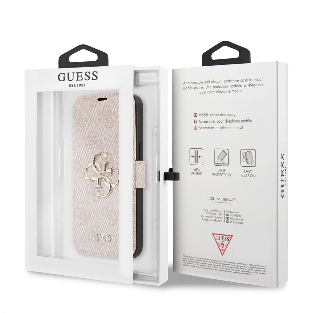 GUBKP13M4GMGPI Guess PU 4G Metal Logo Book Case for iPhone 13 Pink цена и информация | Telefonu vāciņi, maciņi | 220.lv