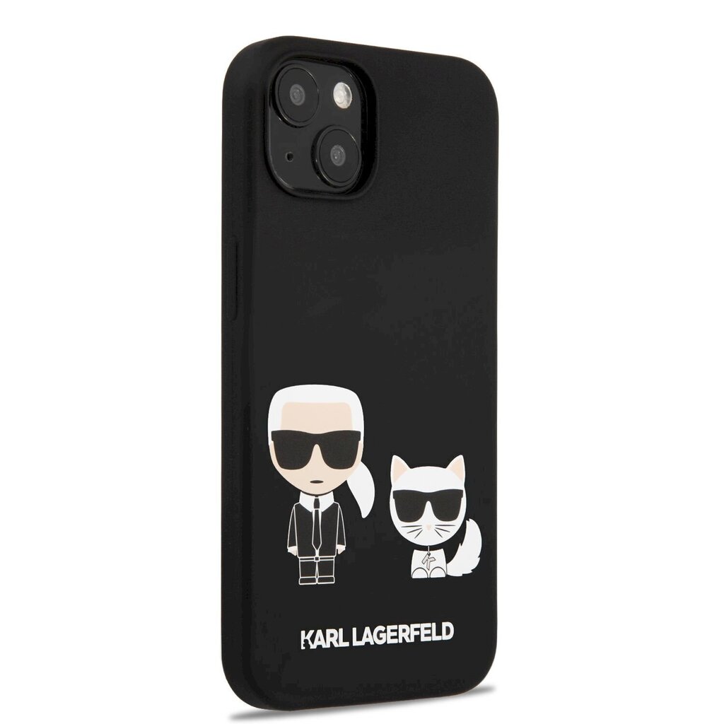 KLHCP13MSSKCK Karl Lagerfeld and Choupette Liquid Silicone Case for iPhone 13 Black cena un informācija | Telefonu vāciņi, maciņi | 220.lv