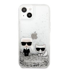 KLHCP13MGKCS Karl Lagerfeld Liquid Glitter Karl and Choupette Case for iPhone 13 Silver цена и информация | Чехлы для телефонов | 220.lv