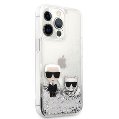 KLHCP13LGKCS Karl Lagerfeld Liquid Glitter Karl and Choupette Case for iPhone 13 Pro Silver cena un informācija | Telefonu vāciņi, maciņi | 220.lv