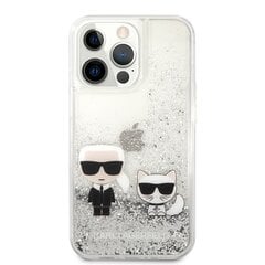 KLHCP13LGKCS Karl Lagerfeld Liquid Glitter Karl and Choupette Case for iPhone 13 Pro Silver cena un informācija | Telefonu vāciņi, maciņi | 220.lv