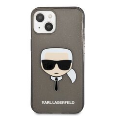KLHCP13MKHTUGLB Karl Lagerfeld TPU Full Glitter Karl Head Case for iPhone 13 Black cena un informācija | Telefonu vāciņi, maciņi | 220.lv