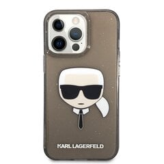 KLHCP13LKHTUGLB Karl Lagerfeld TPU Full Glitter Karl Head Case for iPhone 13 Pro Black cena un informācija | Telefonu vāciņi, maciņi | 220.lv