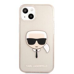 Чехол KLHCP13MKHTUGLGO Karl Lagerfeld TPU Full Glitter Karl Head Case for iPhone 13 Gold цена и информация | Чехлы для телефонов | 220.lv