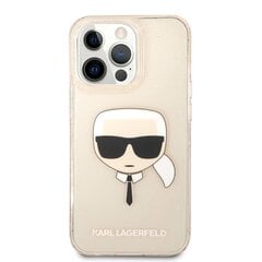 KLHCP13XKHTUGLGO Karl Lagerfeld TPU Full Glitter Karl Head Case for iPhone 13 Pro Max Gold cena un informācija | Telefonu vāciņi, maciņi | 220.lv