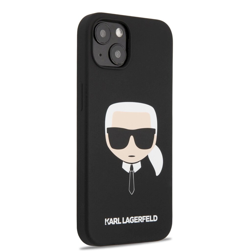 KLHCP13MSLKHBK Karl Lagerfeld Liquid Silicone Karl Head Case for iPhone 13 Black cena un informācija | Telefonu vāciņi, maciņi | 220.lv