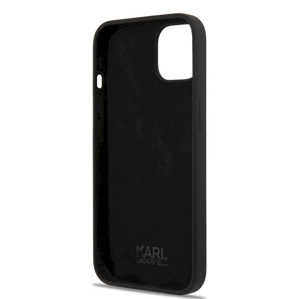 KLHCP13MSLKHBK Karl Lagerfeld Liquid Silicone Karl Head Case for iPhone 13 Black cena un informācija | Telefonu vāciņi, maciņi | 220.lv