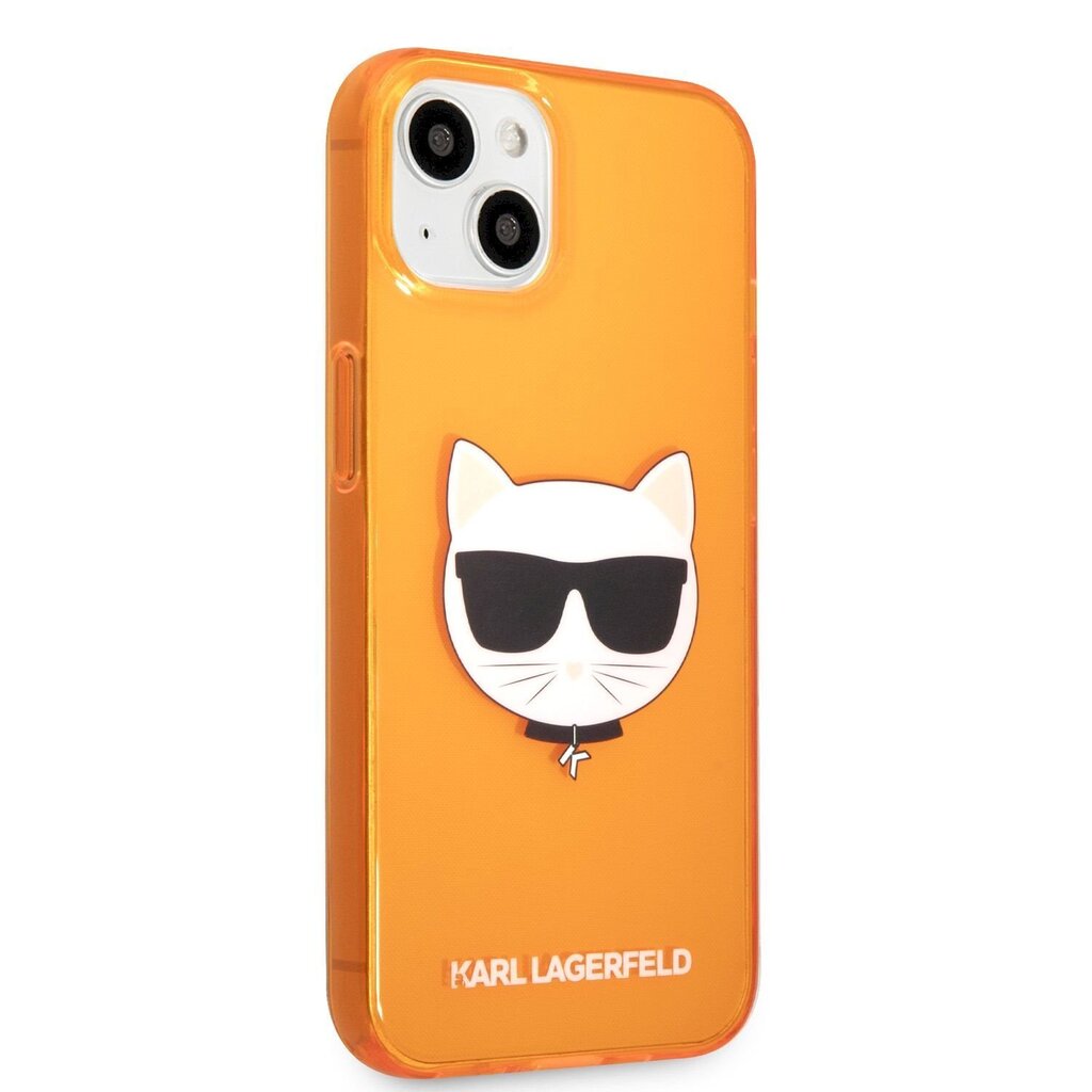 KLHCP13MCHTRO Karl Lagerfeld TPU Choupette Head Case for iPhone 13 Fluo Orange cena un informācija | Telefonu vāciņi, maciņi | 220.lv