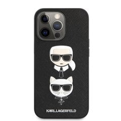 KLHCP13LSAKICKCBK Karl Lagerfeld PU Saffiano Karl and Choupette Heads Case for iPhone 13 Pro Black cena un informācija | Telefonu vāciņi, maciņi | 220.lv