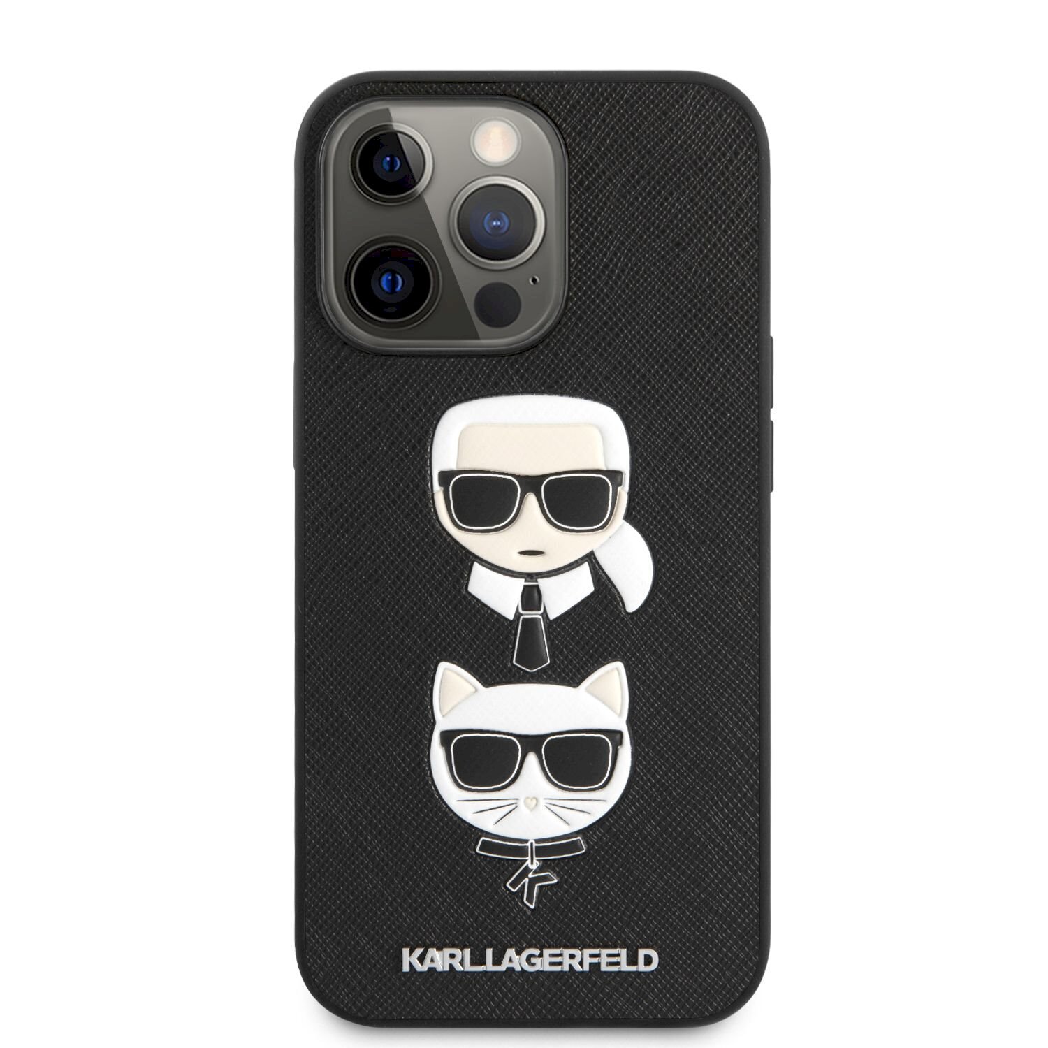 Чехол KLHCP13LSAKICKCBK Karl Lagerfeld PU Saffiano Karl and Choupette Heads  Case for iPhone 13 Pro Black цена | 220.lv