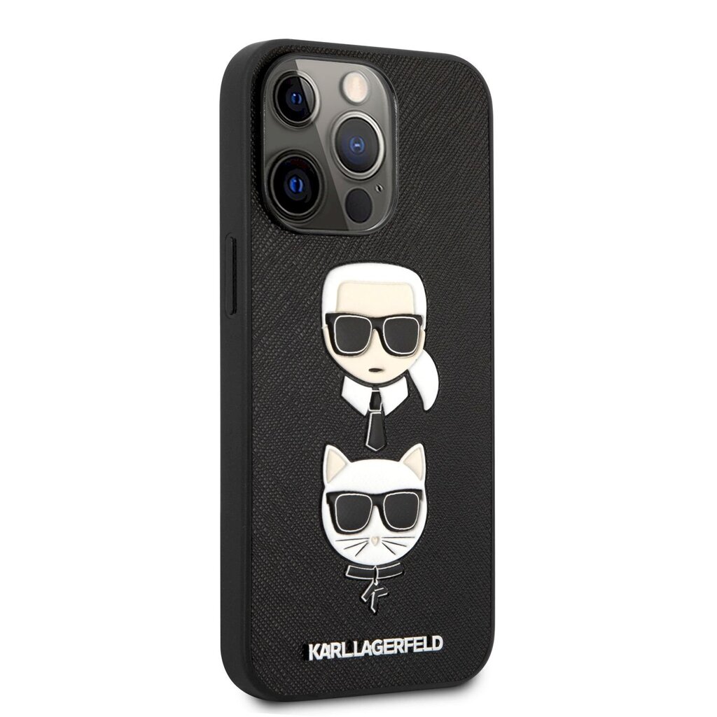 KLHCP13XSAKICKCBK Karl Lagerfeld PU Saffiano Karl and Choupette Heads Case for iPhone 13 Pro Max Black цена и информация | Telefonu vāciņi, maciņi | 220.lv