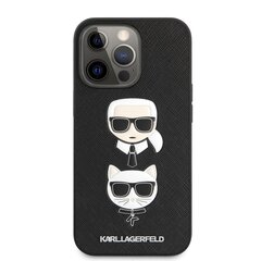 KLHCP13XSAKICKCBK Karl Lagerfeld PU Saffiano Karl and Choupette Heads Case for iPhone 13 Pro Max Black cena un informācija | Telefonu vāciņi, maciņi | 220.lv