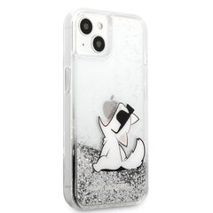 KLHCP13SGCFS Karl Lagerfeld Liquid Glitter Choupette Eat Case for iPhone 13 mini Silver cena un informācija | Telefonu vāciņi, maciņi | 220.lv