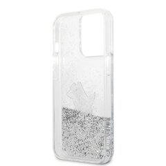 Чехол KLHCP13XGCFS Karl Lagerfeld Liquid Glitter Choupette Eat Case for iPhone 13 Pro Max Silver цена и информация | Чехлы для телефонов | 220.lv