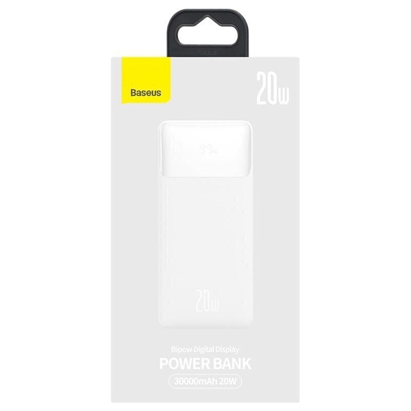 Baseus Bipow PPDML-N02 portatīvā baterija 30000 mAh / 15W / 12V / 3A balta cena un informācija | Lādētāji-akumulatori (Power bank) | 220.lv