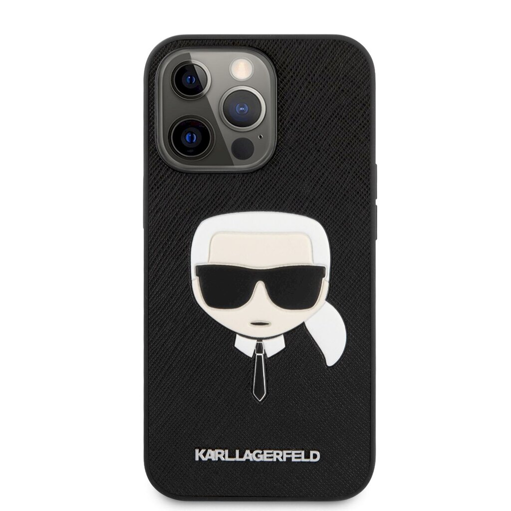 KLHCP13LSAKHBK Karl Lagerfeld PU Saffiano Karl Head Case for iPhone 13 Pro Black cena un informācija | Telefonu vāciņi, maciņi | 220.lv