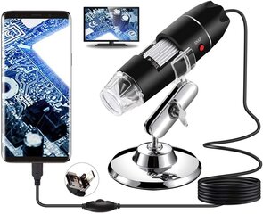 Электронный микроскоп 1600х USB +телефонный разъём цена и информация | Телескопы и микроскопы | 220.lv