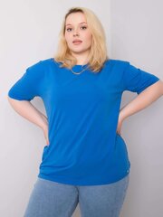 Tumši zils plus izmēra kokvilnas t-krekls. Dark blue XL цена и информация | Женские блузки, рубашки | 220.lv