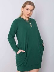 Tumši zaļa plus izmēra kleita ar garām piedurknēm. Dark green XL cena un informācija | Kleitas | 220.lv