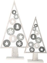 Senatnīga koka modernu dekoratīvo eglīšu komplekts 33/23 cm, 2 gab. cena un informācija | Ziemassvētku dekorācijas | 220.lv