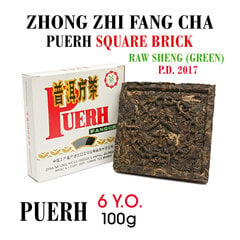 ZHONG ZHI FANG CHA (Green) Puerh (Raw, Sheng) Brick 6.Y.O., 2017 - Zaļā Pu-erh tēja Kvadrātveida ķieģelis, 100 g cena un informācija | Tēja | 220.lv